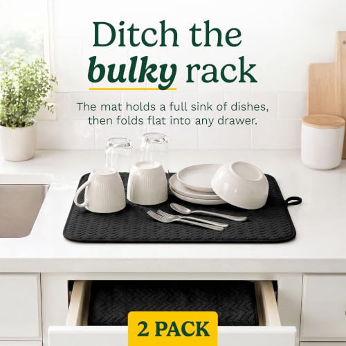 Cuisinart Dish Drying Mat for Kitchen Counter (Geostripe Jet Black)
