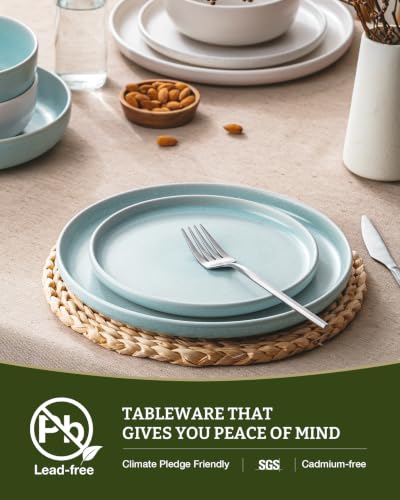 Milkyway 12 Piece Dinnerware Set (Matte Beige White & Light Blue / Service for 4 (Standard Dinner Set))