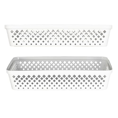 Plastic Storage Basket Set (White / Large)
