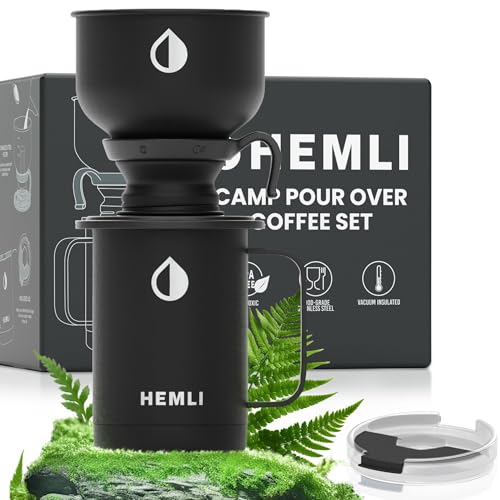 16 oz Pour Over Camping Coffee Maker Set (Black)