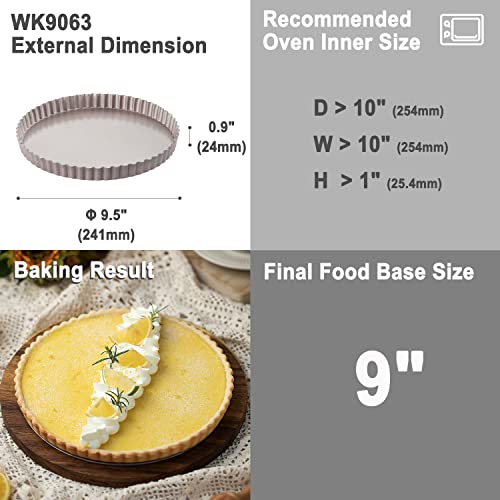 9.5 Inch Round Tart Pan with Removable Loose Bottom (9.5" with Removable Bottom)