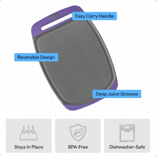 BPA Free Reversible Cutting Board (Gray/Purple / Large (Pack of 3))