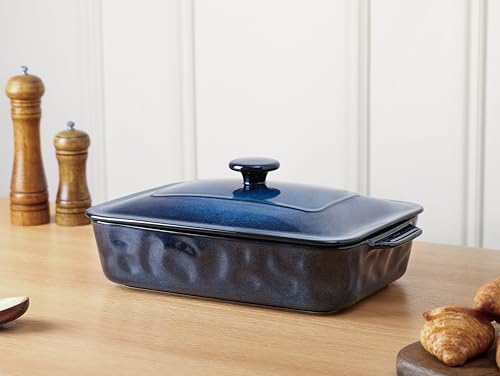 Ceramic Casserole Dish with Lid (set of 1 / Starry Blue)
