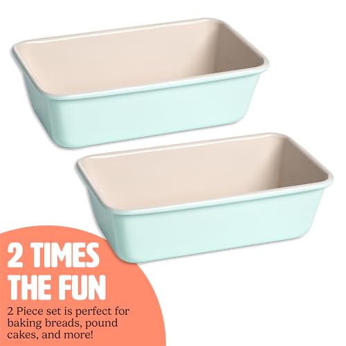 Clean Ceramic Loaf Pan Set (9-Inch x 5-Inch / Aqua)