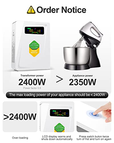 Power Converters 220v to 110v Step Down Transformer Voltage 3000w (Step Down / 3000W)
