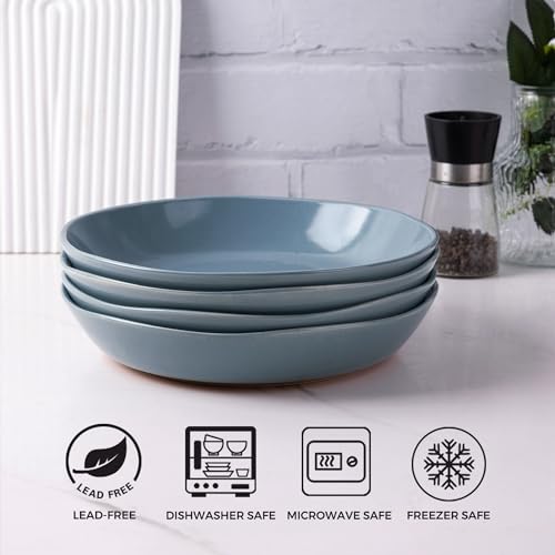 9.5'' Ceramic Large Pasta Bowls (Stone Blue(9.5inch))