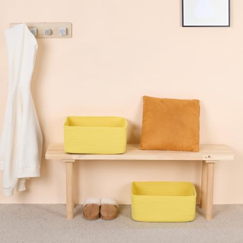 Large Storage Baskets for Shelves (3pcs-L17×W13×H7.5" / Yellow)
