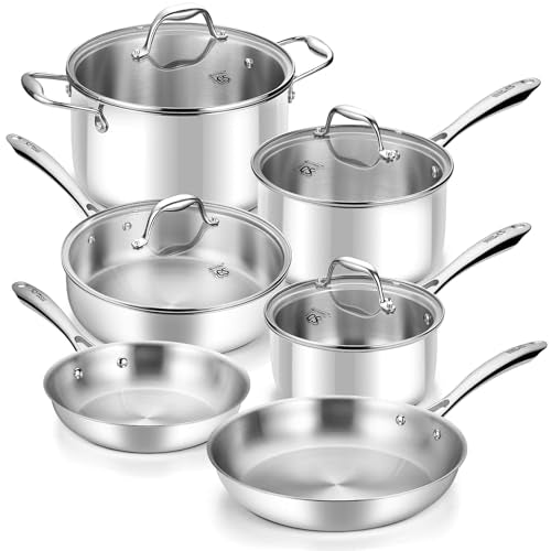 Tri Ply Stainless Steel Cookware Set 10 Piece (18 Pcs)