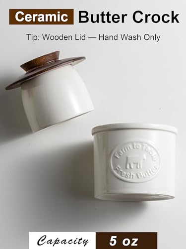 Cow Butter Crock with Lid for Countertop (White / Cow-3.94"dia)