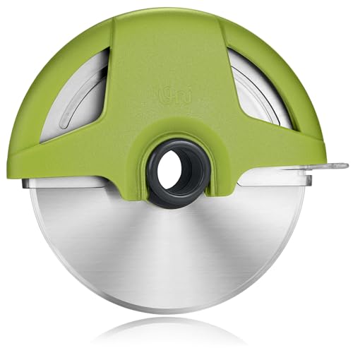 4.3" Palm Grip Pizza Cutter with Blade Cover for Thick Crusts (Green)
