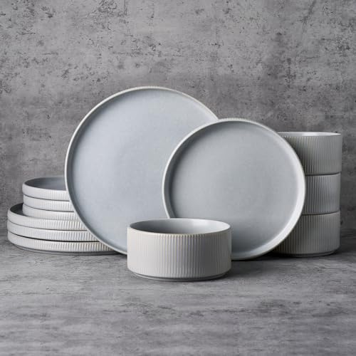 Star Stoneware Dinnerware Set (Matte Gray)