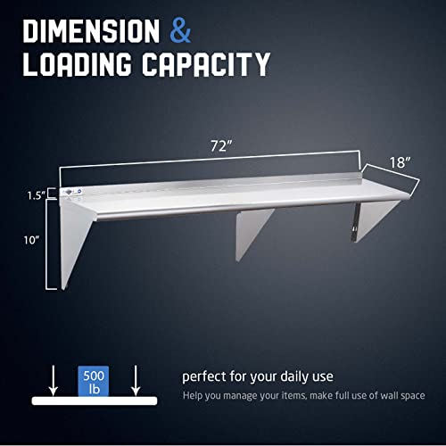 NSF Stainless Steel Shelf 18” x 72” (18"x72")