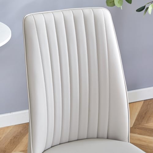 Modern Dining Chairs Set of 8 Gray Kitchen Chairs Set PU Leather Chair with Metal Legs Armless Upholstered Chair for Dinner Room (B- Gray)