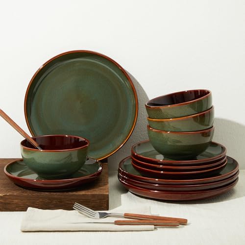 Ceramic Dinnerware Sets for 4 (Sage Green / Set (12pcs))