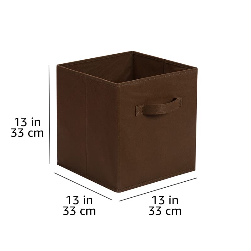 Collapsible Fabric Storage Bins with Handles (Brown / 13"x13"x13")