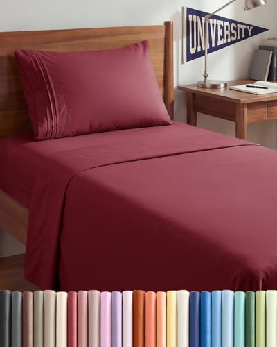 Twin XL 3 Piece Sheet Set (25 - Burgundy / Twin XL)