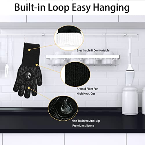 BBQ Gloves 1472F Heat Resistant Non (Black)