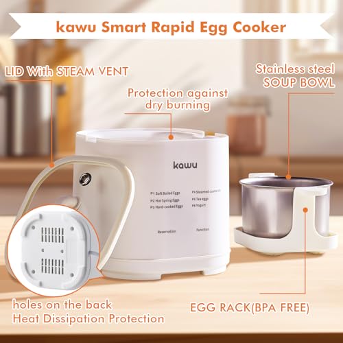 Egg Cooker, 6-in-1 Electric Egg Boiler for Hard Boiled Eggs (White)