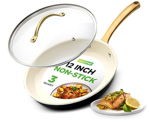 12 Inch Professional Ceramic Frying Pan With Lid (12" Frying Pan)