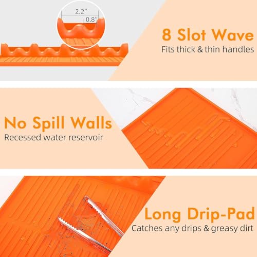 Silicone Griddle Tool Mat for Flat Top Grills (Orange-2Pcs)