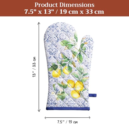 Maison d'Hermine Oven Gloves 100% Cotton Oven Mitt (030 - Citrus / 7.5" x 13" (Oven Mitt))