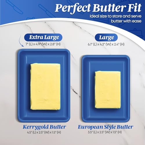 Extra Large Ceramic Butter Dish with Lid (Dark Blue / Extra Large)
