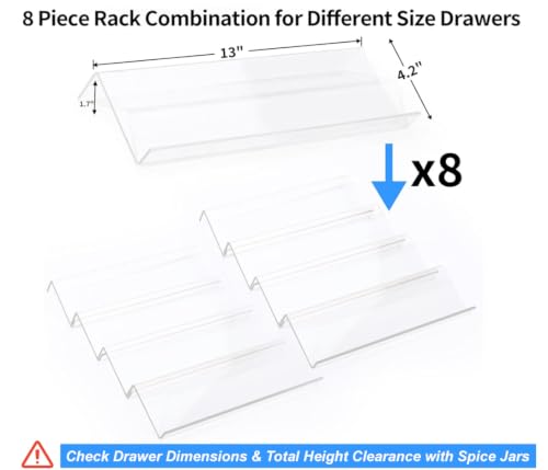 Clear Acrylic Spice Drawer Organizer (Transparent / 8 Pack)