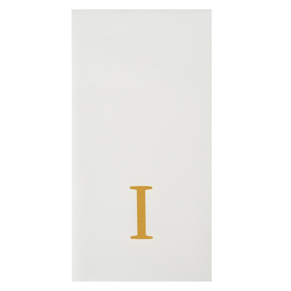 Paper Rectangle Gold Letter I Linen (Gold / 2000 Count / I)