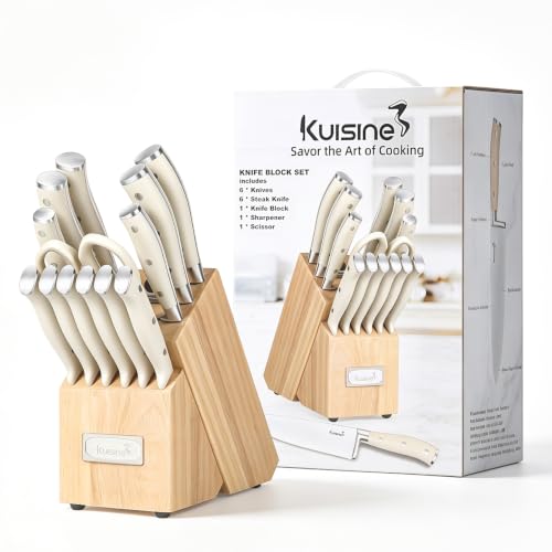 Upgraded Knife Set High Carbon Stainless Steel Ultra Sharp Blade Ergonomic Handle (15 Count)