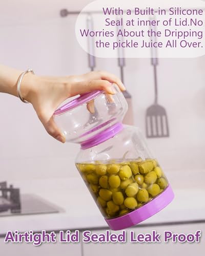 Pickle Jar with Strainer Flip (05-Purple&Blue / 51oz 2pcs)