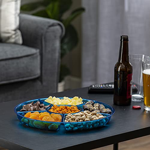 6 Sectional Round Plastic Serving Tray (Blue)