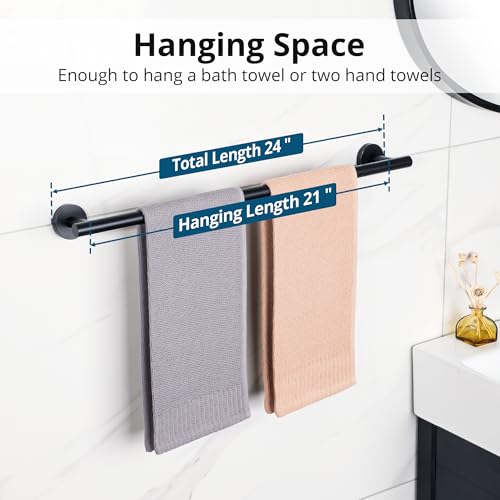 Towel Racks for Bathroom 24 Inch (Matte Black / 24" (21" Hanging Length))