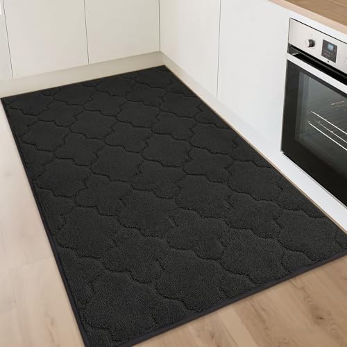 Kitchen Rugs Non Slip Washable 32"x48" (Black / 32"X 48")