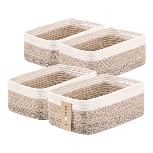 Small Storage Baskets for Organizing (4pcs-L13xW8.5xH5.1" / Gradient Brown)