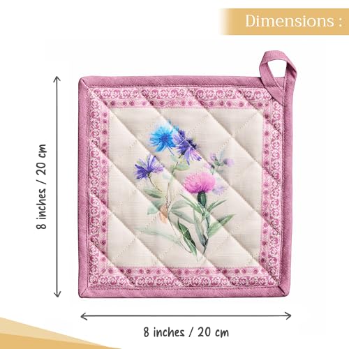 Pot Holders 100% Cotton Potholders (038 - Chardon / 8" x 8" (Pot Holder Pack of 1))