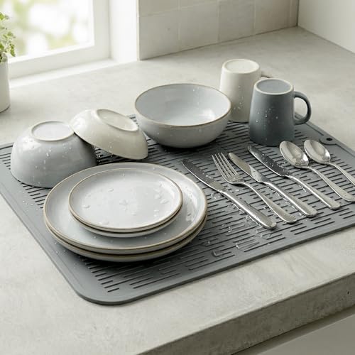 Silicone Dish Drying Mat for Multiple Usage (Gray / 18"L x 16"W)