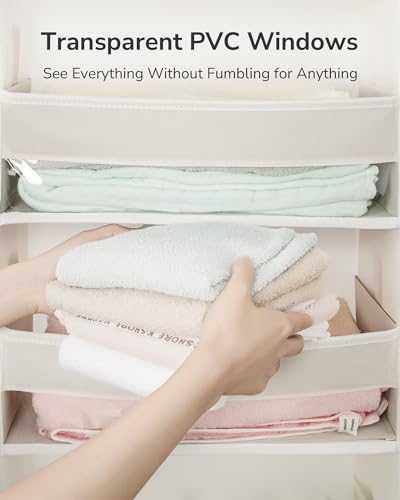 2 Pack Over The Door Organizer with 6 Large Pockets 12 Side Pockets (Ivory / 2 Pack)