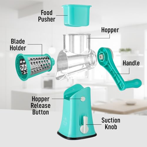 Rotary Cheese Grater Manual Hand Crank 5 Blade Shredder