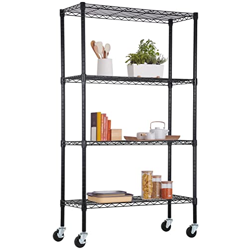 4 Tier Wire Shelf with Wheels (4 Count)