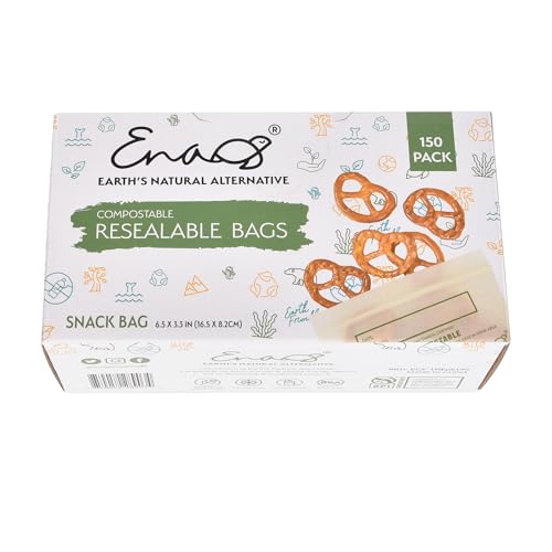 100% Compostable Food Storage Bags [Snack 150 Pack] Eco (150 Count)