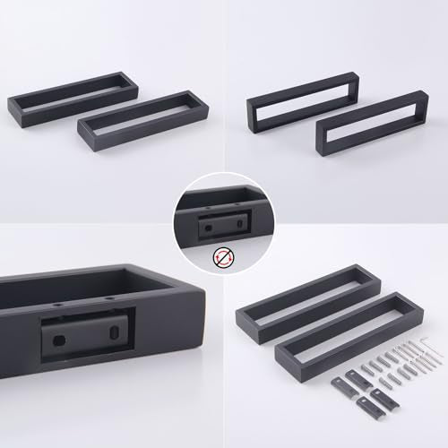 Modern Black Towel Holder Stainless Steel Towel Ring for Bathroom Lavatory Wall Mount Contemporary Style 2 Pack HG1716 (Black)