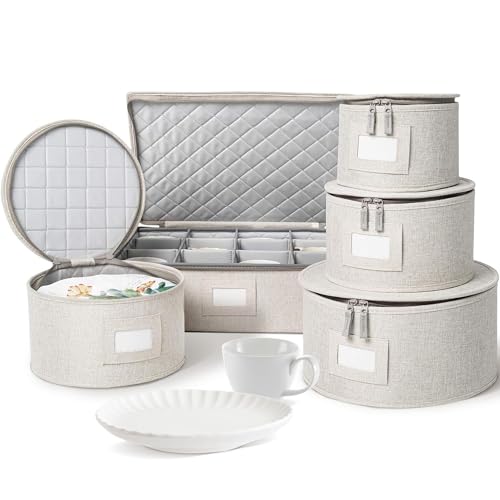 China Storage Containers (Cream / 5 Piece Quilted Set for China Storage)