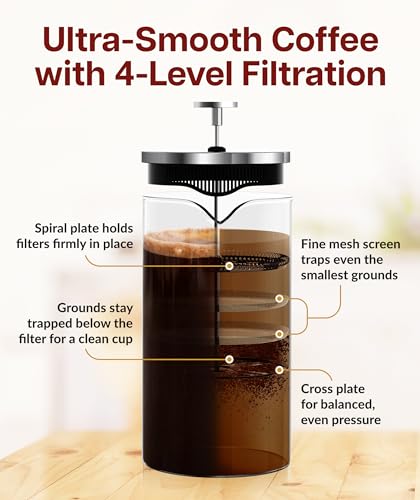 Stainless Steel French Press Coffee Maker 34 oz (D. Silver (Pack of 2))
