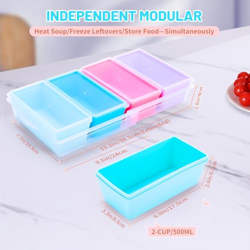 2 Cup Silicone Freezer Molds with Lids (Pastel Rainbow / 4x 2-Cup)