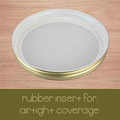 2 Pack Half Gallon Mason Wide Mouth Glass Jar with Airtight Metal Lid (Gold Lid)