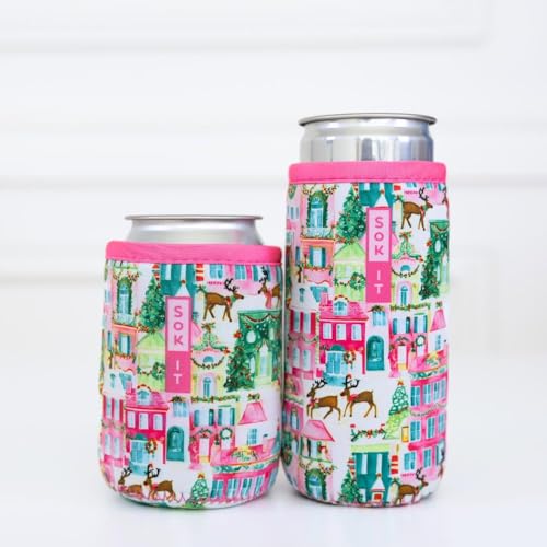 CanSok Sleeve for Beer & Soda Insulated Neoprene Cover (Sugarplum Street / 12oz Can Sleeve)