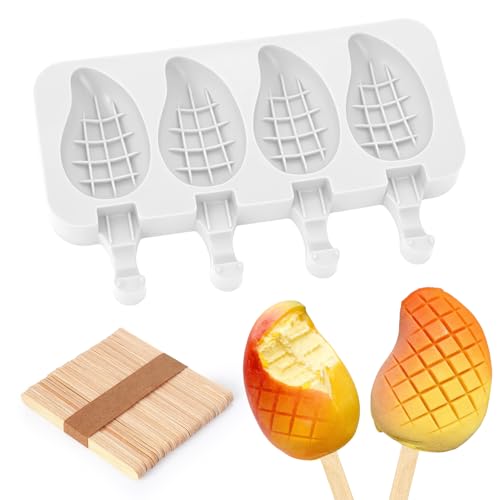 Mango Shape Silicone Popsicle Molds (4-Cavity 3D Mango)