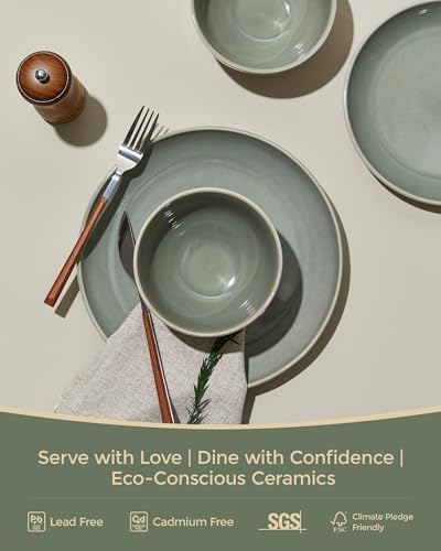 Stoneware Dinnerware Sets for 8 (Gradient Green / Set (32pcs))