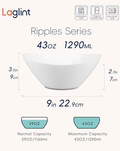 43 OZ Oval Serving Bowl Set of 4 (Angel White / 43 OZ - Serving Bolws)