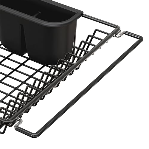 Large Stainless Over Sink Counter Dish Drainer Rack (Large / Black)